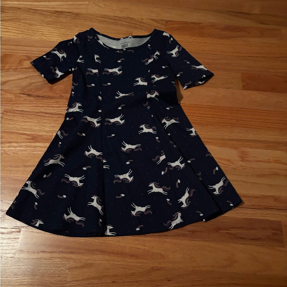 Navy Blue Unicorn Kids Dress